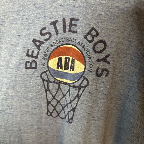 Vtg 90s Beastie Boys Lg Atwater Basketball Association Ringer T-Shirt Destroyed - Picture 2 of 8